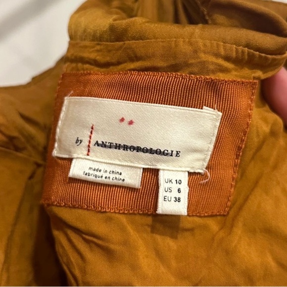 NWT Anthropologie Womens sz 8 Ruched Tiered Midi Pleated Satin Slip Dress Gold - Picture 8 of 8